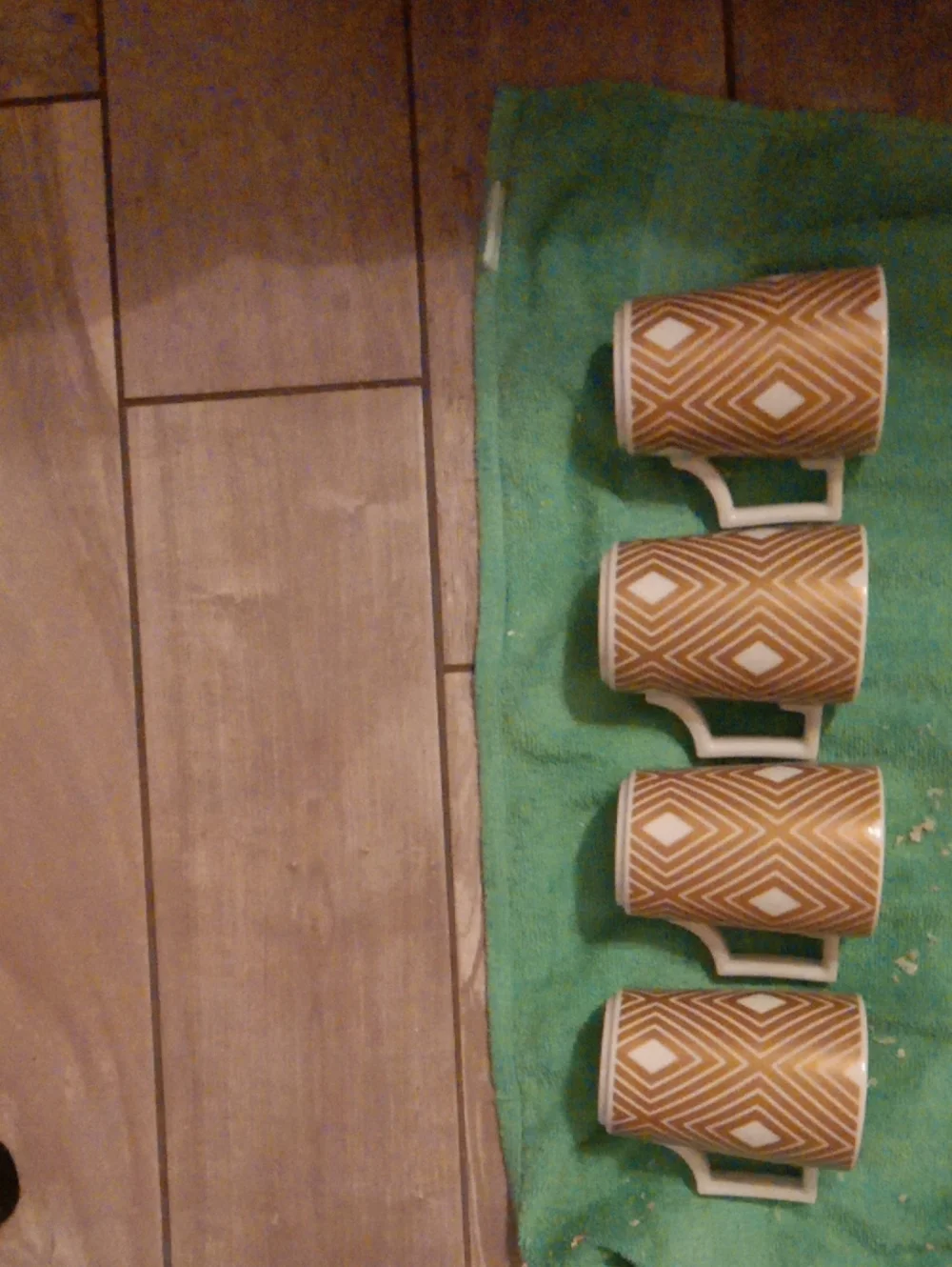 Ceramic Coffee Mugs Set in Brown Geometric Pattern